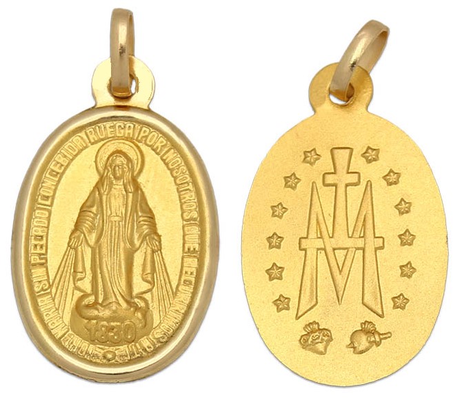 Medalla religiosa de oro de la Virgen Milagrosa
