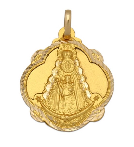 Medalla de oro plata Medalla de oro Virgen del Rocio pandereta